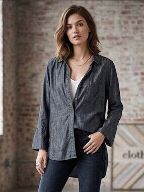 Cloth & Stone Charcoal Chambray Button-Front Women's Shirt‎ Large